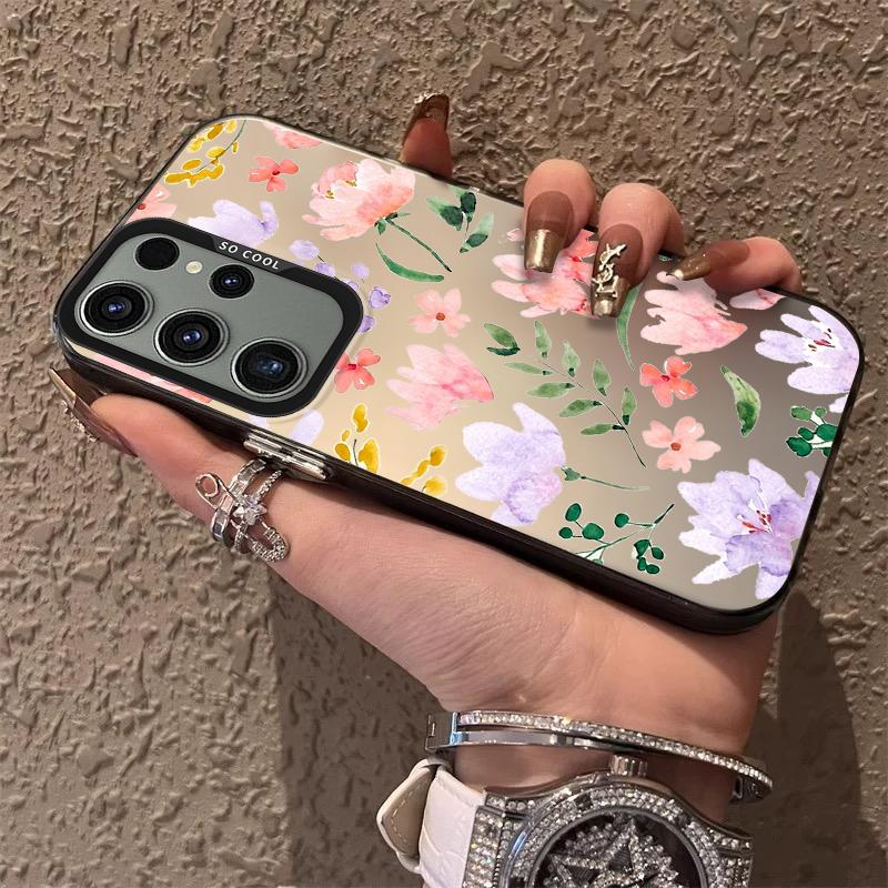 Матовый чехол с цветочным узором "Тюльпан" для Samsung Galaxy S25 S24 S23 S22 Ultra S21 Plus S20 FE A73 A72 A71 A56 A55 A54 A53 Акриловая крышка