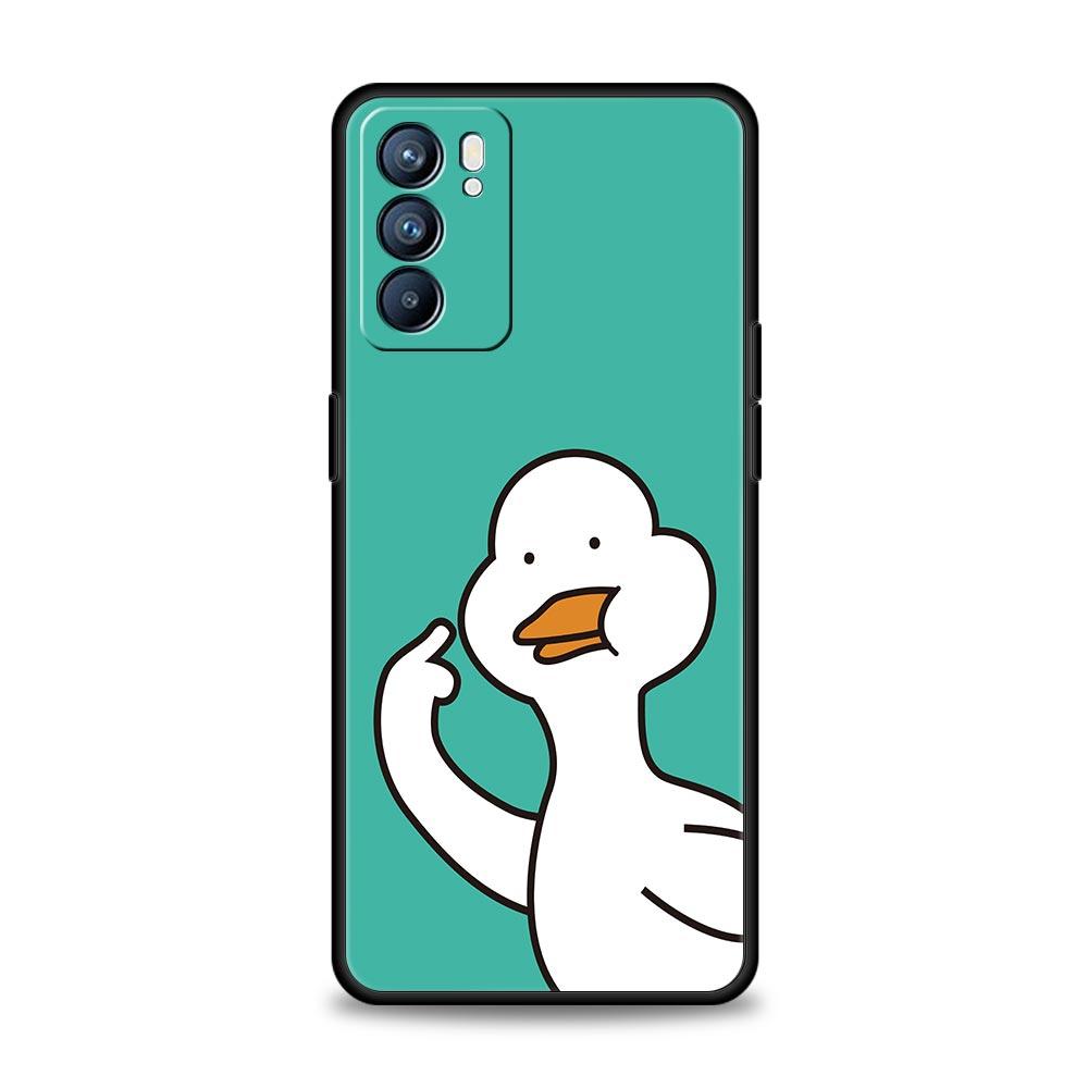 Забавный Мультяшный Утенок Гусь Чехол для Телефона Для Oppo Reno14 Reno13 Reno12 11 F 10 Find X5 X9 Pro A54 5G A53 A9 A16 A78 4G A80 A98 Чехол