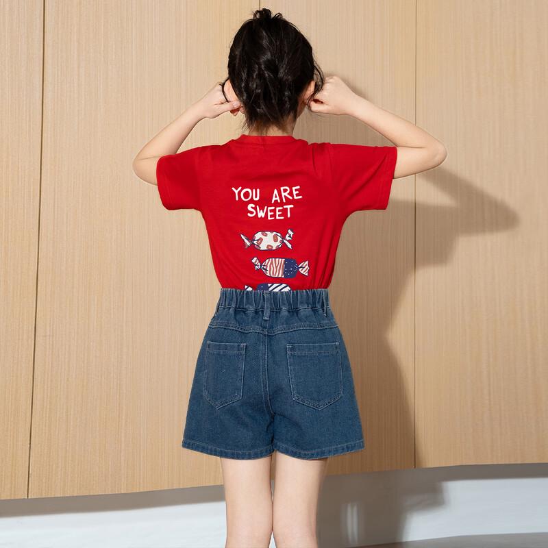 Tangshi Girls' 2026 Summer Cotton Short Sleeve T-Shirt