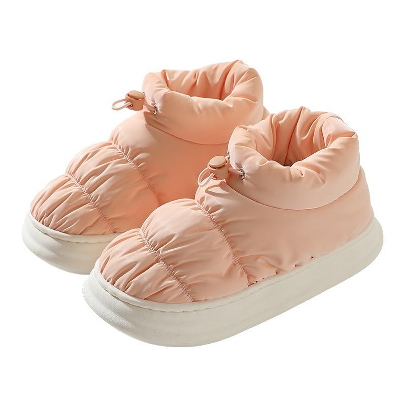 Хлопковые тапочки женские пуховые домашние для дома, комнатные, на толстой подошве, нескользящие, парные, мужские водонепроницаемые хлопковые туфли для тепла дома