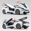 1/22 BMW i8 Автомобиль на новой энергии Сплав Модель спортивного автомобиля Литой металл Гоночный автомобиль Транспортные средства Модель Симуляция Звук Свет Детские игрушки Подарок