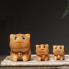Miniature Wood Cat Statue Cute Lucky Cat Ornaments Creative Cat Figurine Office