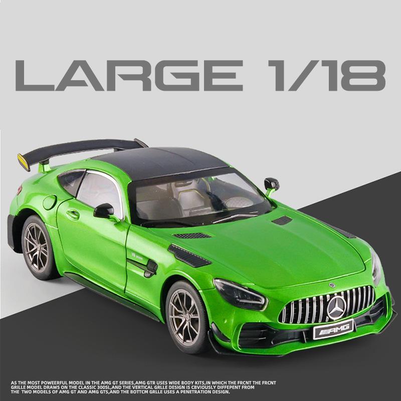 1:18 Mercedes Benz AMG GTR Alloy Sports Car Diecast Model Sound & Light Simulation Toy Collect Ornaments Gifts Birthday Present