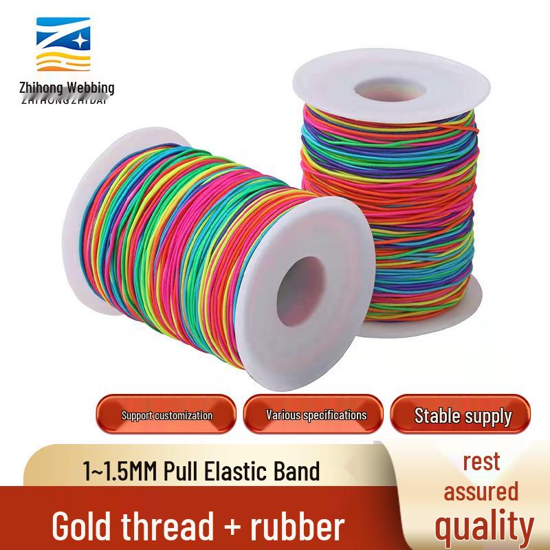 Seven-Color Core-Spun Elastic Cord for DIY Colorful Buddhist Bead Bracelets