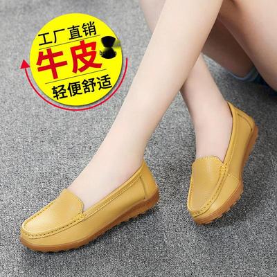 Женские мокасины из натуральной кожи - Мягкая подошва, без застежек, из коровьей кожи, для мам, повседневная обувь для людей среднего и пожилого возраста