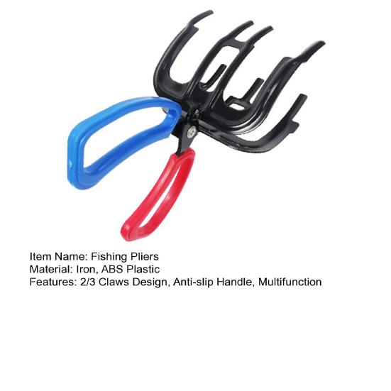 Metal Fish Gripper 2/3 Claws Anti-slip Handle Multifunction Fishing Pliers Grabber Fish Control Clamp Tong Fishing Accessories