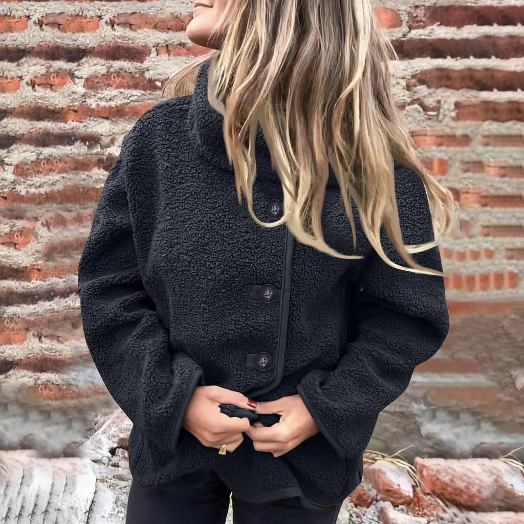 Женское повседневное пальто-жакет с лацканами, однобортное, с длинными рукавами