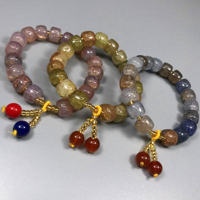 Винтажная бусина-бочка, маленькая подвеска, многоцветный браслет, бусина с трещинами, сверкающая