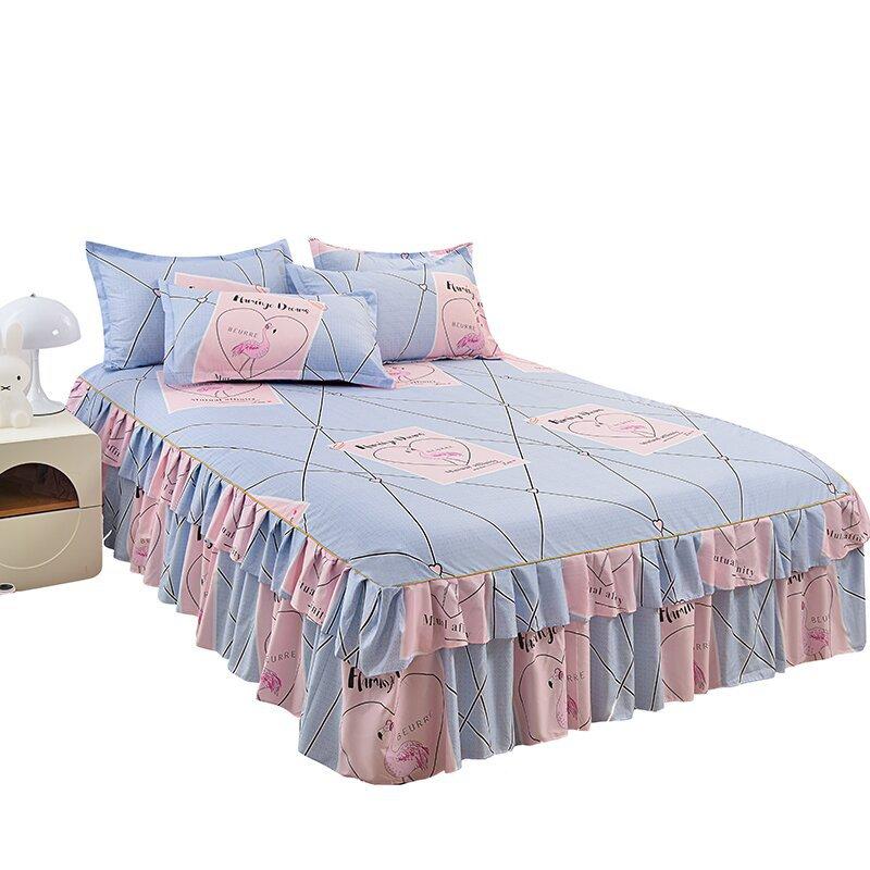 Юбка с рюшами Покрывало Домашний текстиль Юбка-кровать с принтом Одеяла для спальни Покрывала Простыни Пылезащитный чехол Постельные принадлежности с 2 наволочками
