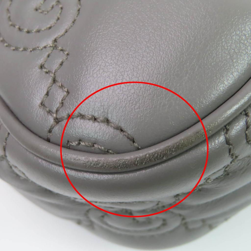 Very Good GUCCI Shoulder Bag GG Matelasse Leather 2-Way Handbag gray leather Used