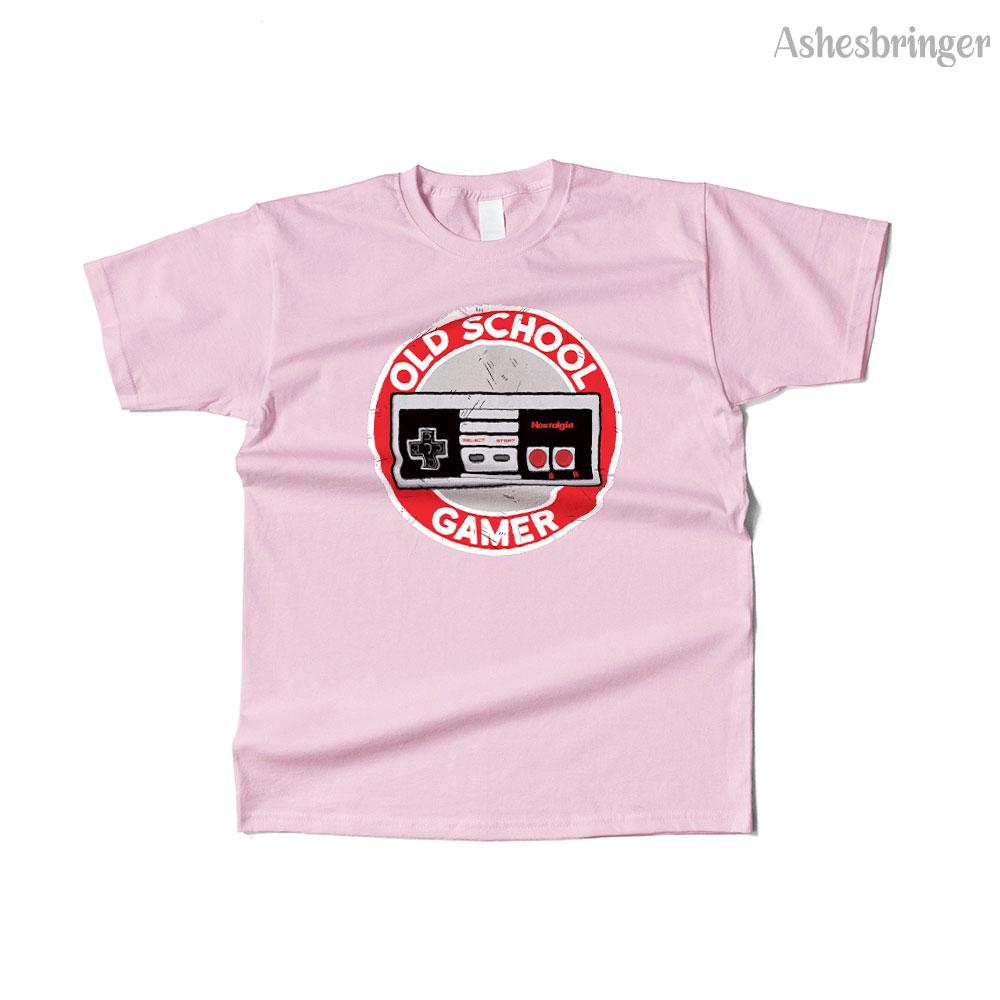 Mens Cotton Old school gamer 8 bit Graphic Retro T Shirt Street Casual Style Tee for Men and Women