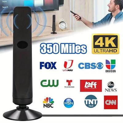 4K 1080P Комнатная антенна HDTV - Умный усилитель, улучшенный прием сигнала, с адаптером переменного тока для домашнего ТВ