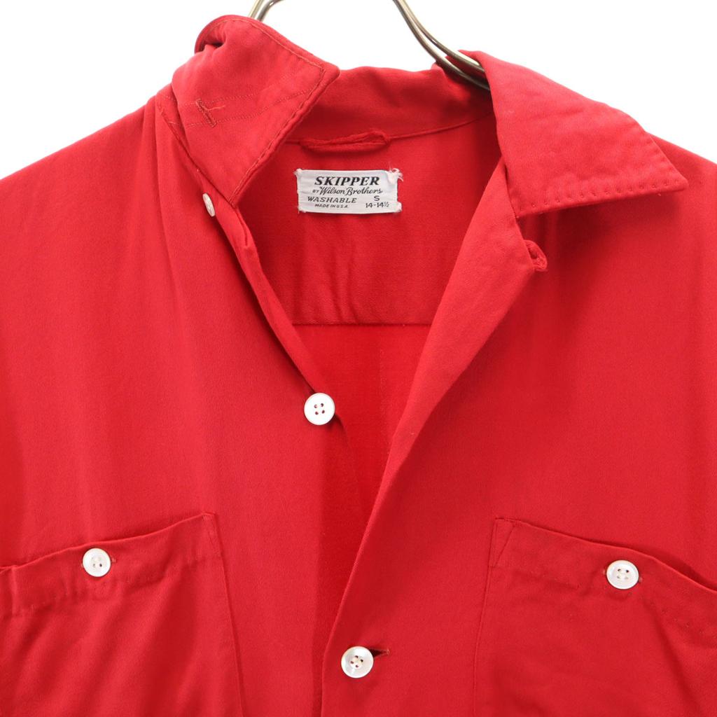 SKIPPER 50-е годы Сделано в США Винтажная рубашка с длинным рукавом и открытым воротником S Красная Мужская Б/У