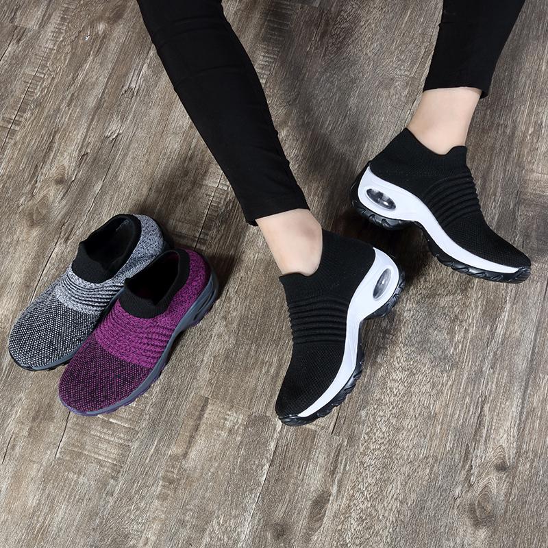 Fashion Women Casual Sneakers Mesh Platform Slip-on Air Cushion Sport Shake Shoes