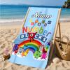 Custom Name Number Blocks Adventure Heart In Space Adventure Microfiber Beach Towel, Lightweight for Summer Travel, Swimming Pool Fan Gift