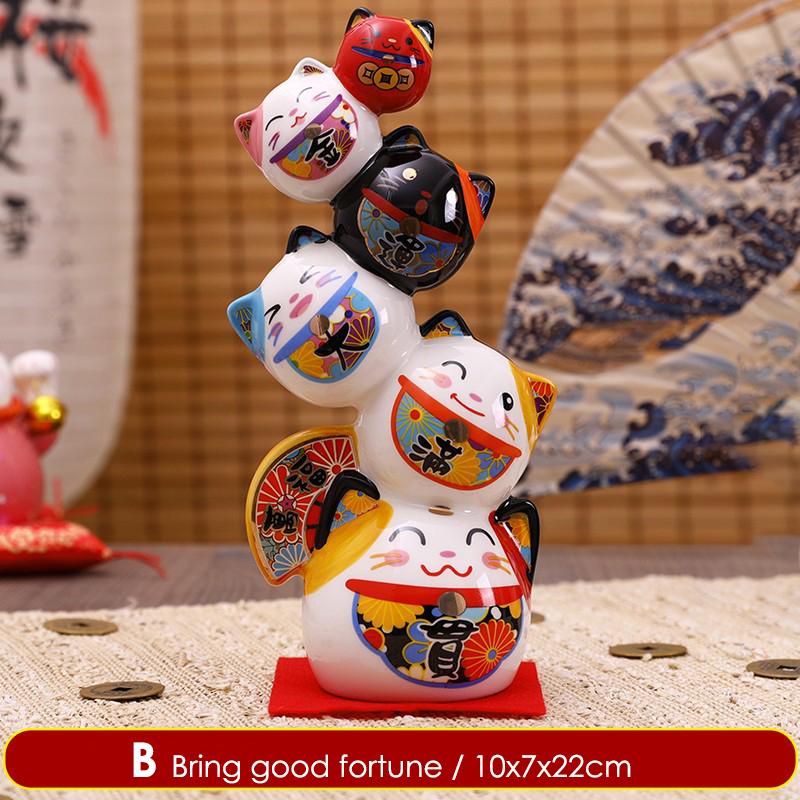 22 см керамическая башня Дарума японский фарфор Манеки-нэко удачливая кошка коллекционная статуэтка Дхарма удача дзен статуэтка