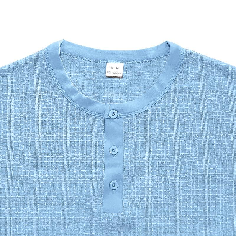 Mens Casual Breathable Loose Short Sleeve Henley Summer T Shirt