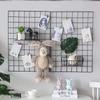 Metal Decorative Storage Basket DIY Iron Grid Flower Pot Hanging Shelf Wall Art Mounted Frame Mesh Display Rack Home Decoration