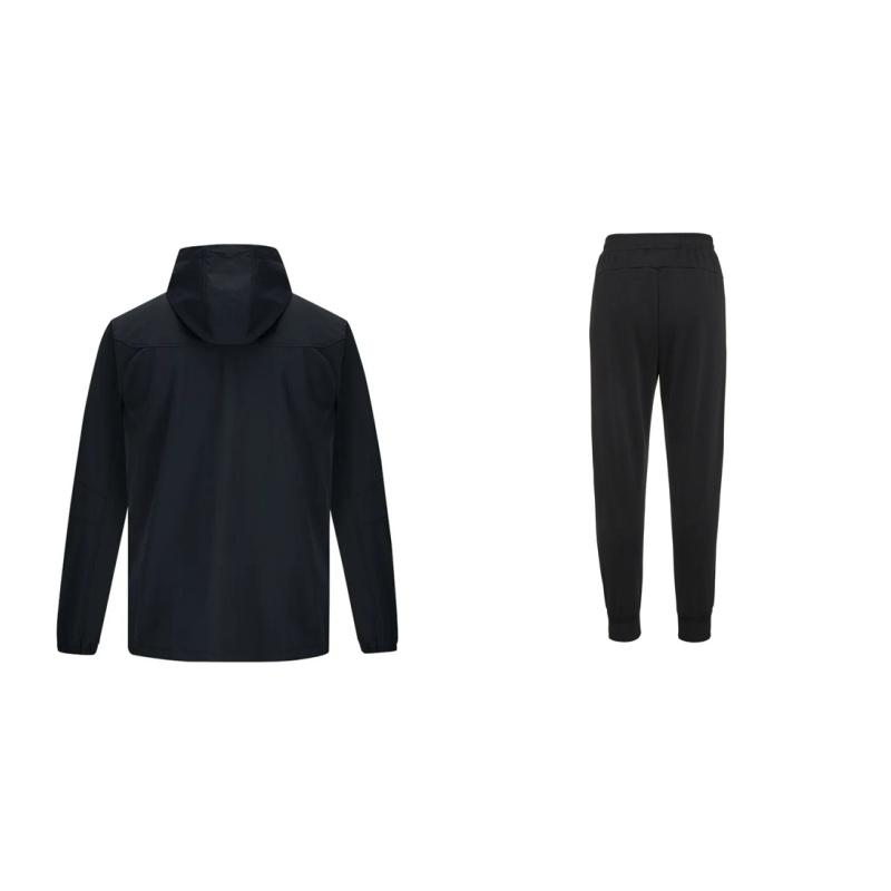 Under Armour Минималистичный логотип бренда Удобная куртка с капюшоном и зауженные брюки Повседневный спортивный костюм Унисекс спортивная одежда Черный 23600704-001+21600411-001