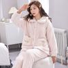 Flannel Women's Pajamas Set New Autumn and Winter Warm Thickened Coral Velvet Long-sleeved Cartoon Pajamas Home Pajamas Set for Women