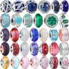 925 Sterling Silver Solid Color Multicolour Murano Glass & Curved Feather Charm Beads Fit Bracelet Fine Jewelry