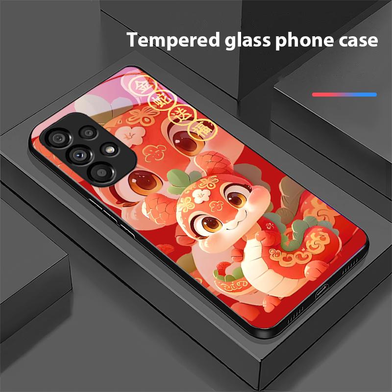 Новый мультяшный змей для Samsung Galaxy S10 20 Plus 21 FE 22 23 24 FE 25 Ultra черный чехол для телефона из закаленного стекла твердый чехол