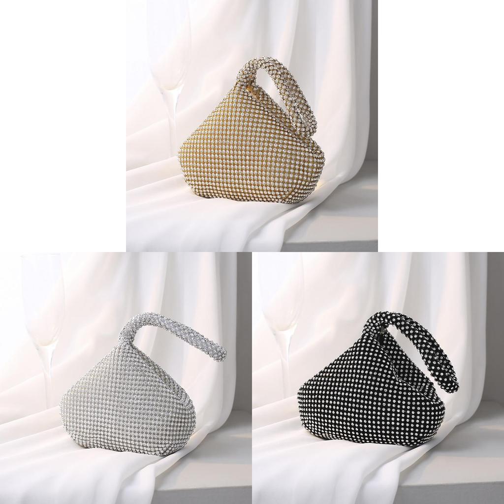 Handmade Polyester Shell Shape Party Purse With Diamond Accents For Night Out