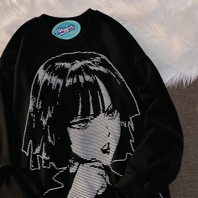 Women's Hip-hop Streetwear Harajuku Hoodie Retro Japanese Anime Girl Sweater Spring and Autumn Pullover