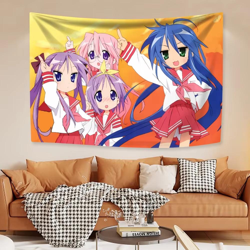 Lucky Star Izumi Konata Anime Kawaii Wall Tapestry Japanese Style Home Decor Hanging Carpet for Bedroom Background Cute Room