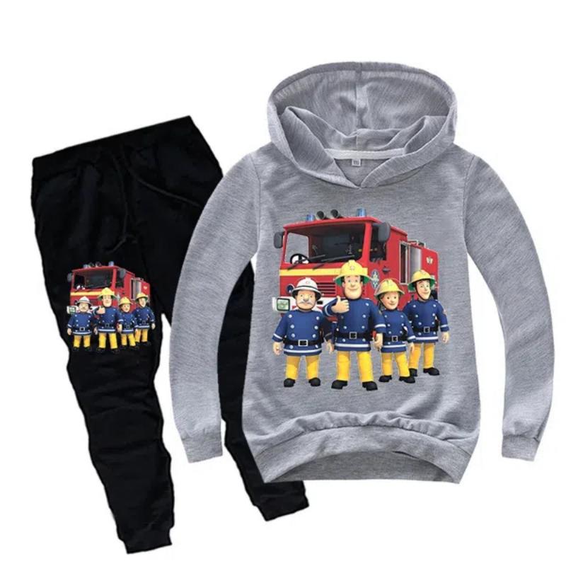 New Clothes Set A Rescue Team Fireman Sam Children Tracksuit Kids Clothing Suit Boys and Girls Hoodie + Pants