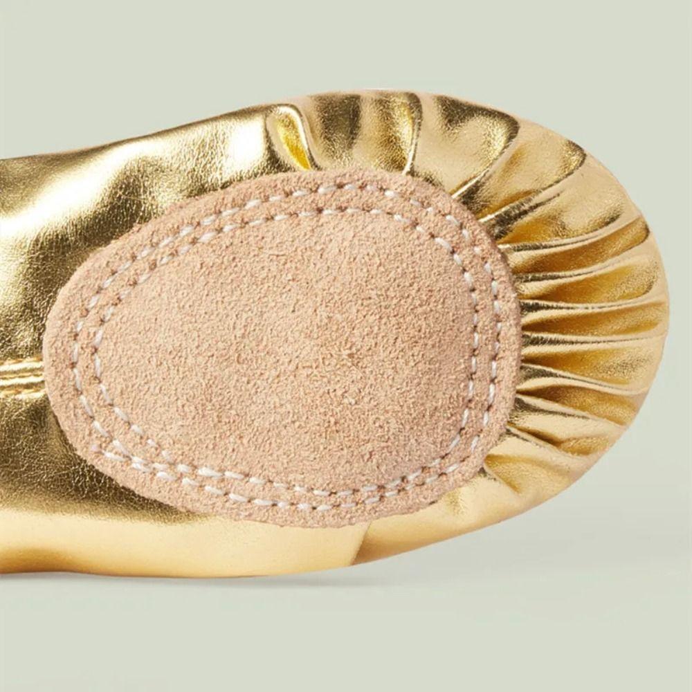 1 Pair of Gold Silver Dancing Shoes Satin Princess Shoes Gymnastics Girls' Ballet Shoes Children