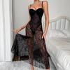 2025 Весна/Лето Европейский и Американский Стиль Сексуальное Кружевное Приталенное Платье на Бретелях-спагетти