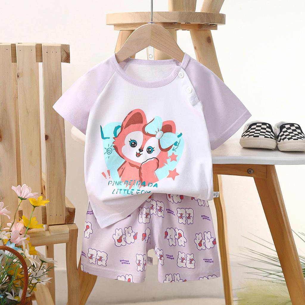 Children's Casual Short-sleeved Summer Cotton T-shirt Set for Boys and Girls