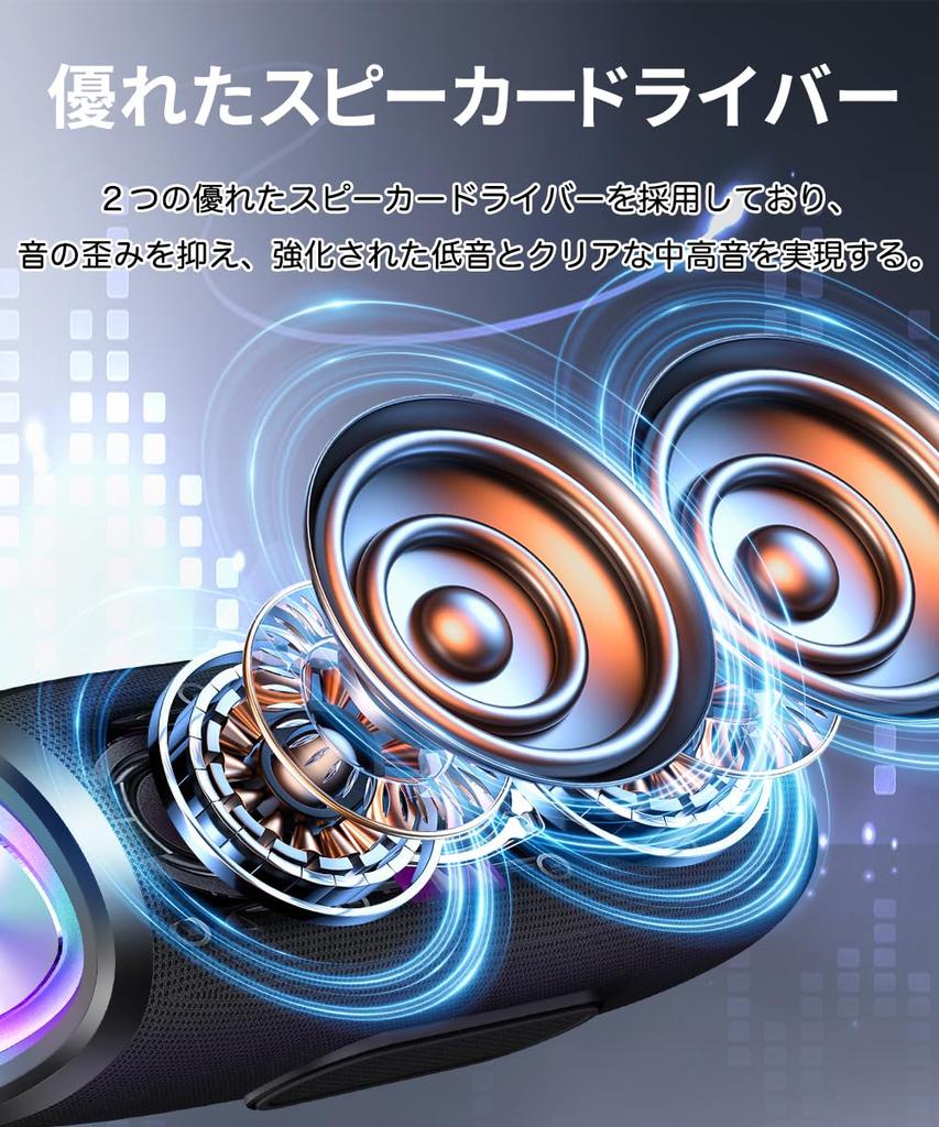 Bluetooth Speaker Wireless 24 Hours of Continuous Bluetooth Type C IPX7 TWS LED Light Easy To For Japanese Instruction Manual [2025 Innovative]