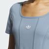 Adidas Originals Trefoil Corset Tee Sporty Crop Top Short Sleeve Women Tops Texture-Blue IX1909