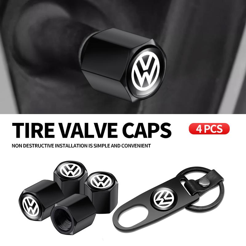 Car Wheel Tire Valve Stems Cap With Keychain Car interior Accessories For Volkswagen T-Roc A1