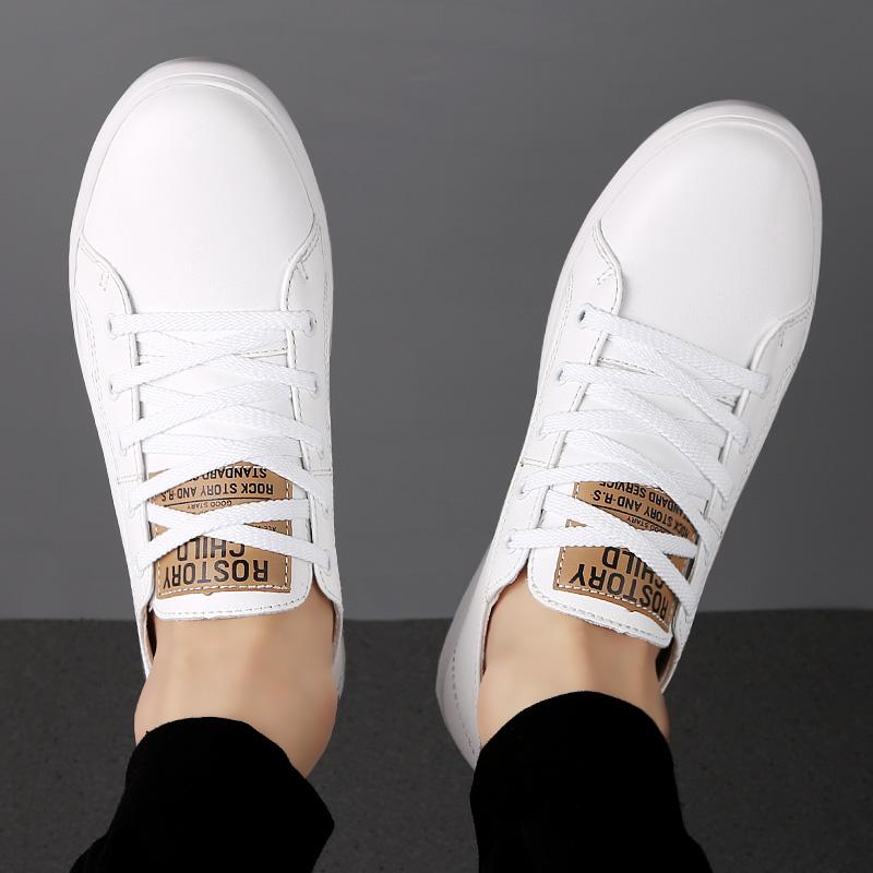 Popular Small White Shoes Fashion Men's Shoes Full Leather Low Top Board Shoes Tread Flat Casual Shoes