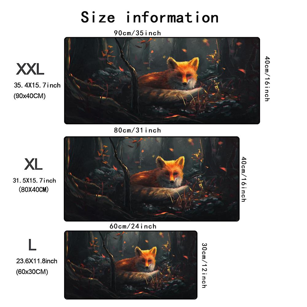 Животное Лиса Коврик для мыши Большой Игровой аксессуар XXL Прошитые края Настольные коврики Нескользящий Клавиатура Компьютера Настольный коврик Ноутбук Длинный коврик для мыши