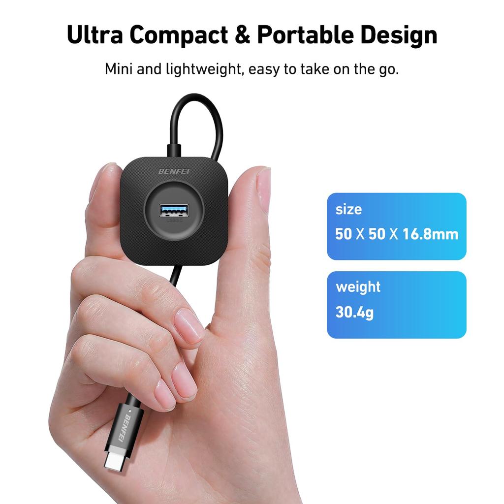 USB-концентратор BENFEI USB C с USB-разветвителем типа C со скоростью передачи данных 5 Гбит/с для Mac Flash Mobile HDD-концентратор, 4 порта 3.0 для передачи данных, MacBook, Pro, iMac, Surface, XPS, Drive,