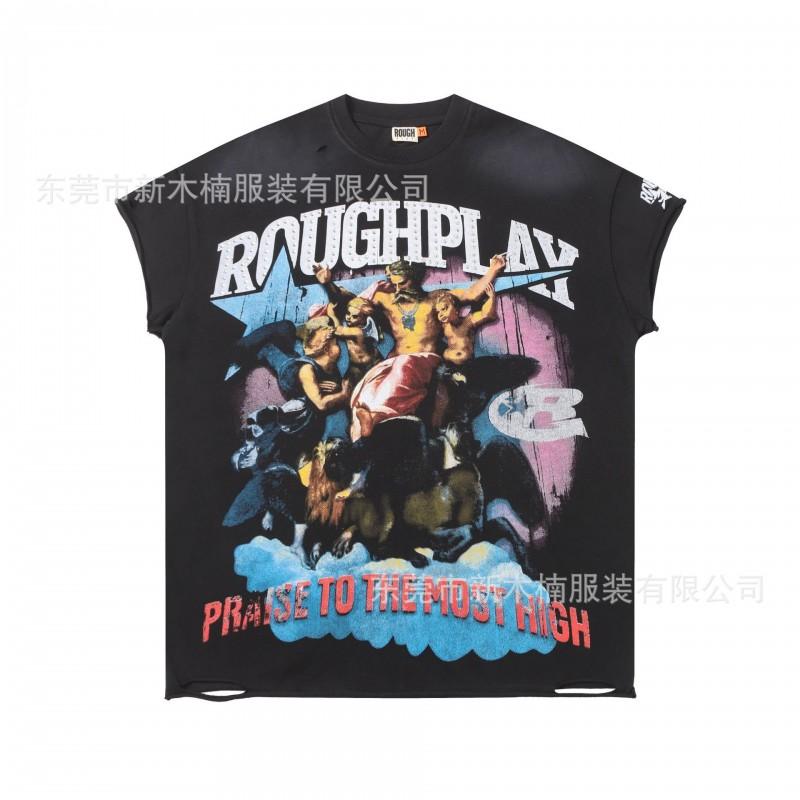 Mens Distressed Washed Vintage Graphic Tee With Rhinestone Embellishment Loose Fit Short Sleeve Cotton T-Shirt
