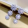1 Pair of Silver-plated, Inlaid with Synthetic Zircon, Light Luxury Flowers, Versatile Simple Earrings.