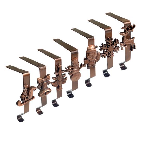 7 шт./набор Рождественские крючки для чулок Каминная полка Рождественский держатель для чулка Праздничные вешалки для чулок для подвешивания венков, украшений, подарков