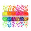 1 коробка, флуоресцентные неоновые цвета, смешанные размеры, круглые блестки для ногтей, хлопья, ломтики блесток, украшения для ногтей, маникюрный инструмент