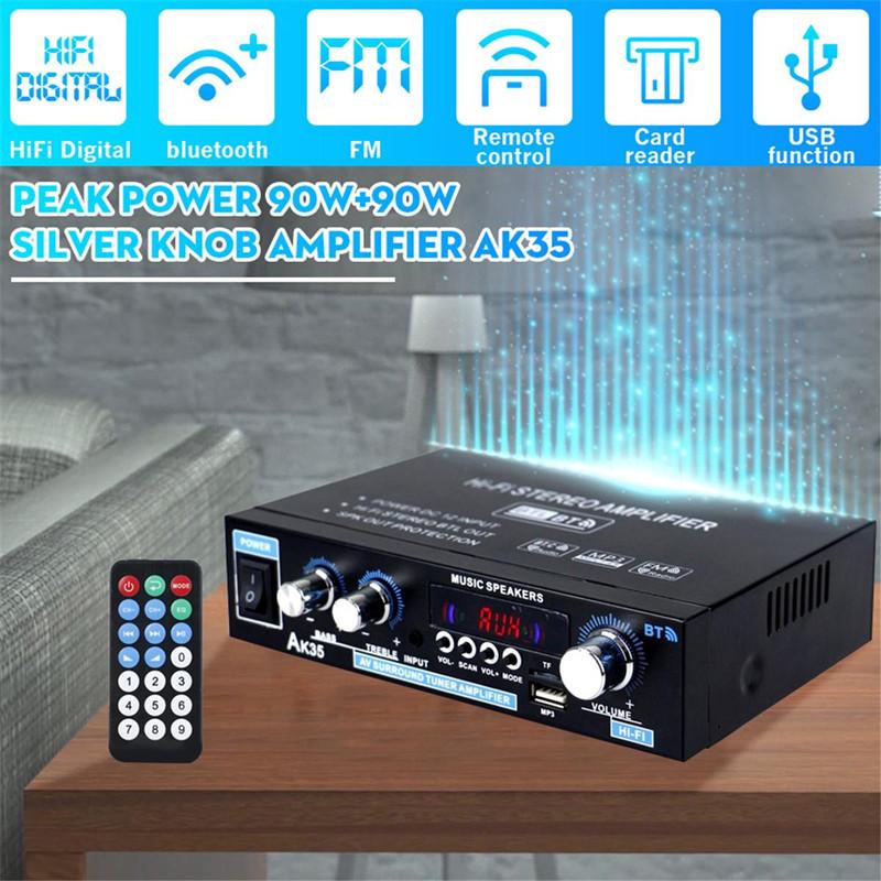 AK35 800 Вт домашние усилители мощности 2 канала Bluetooth 5,0 объемный звук FM USB пульт дистанционного управления мини HIFI цифровой усилитель стерео