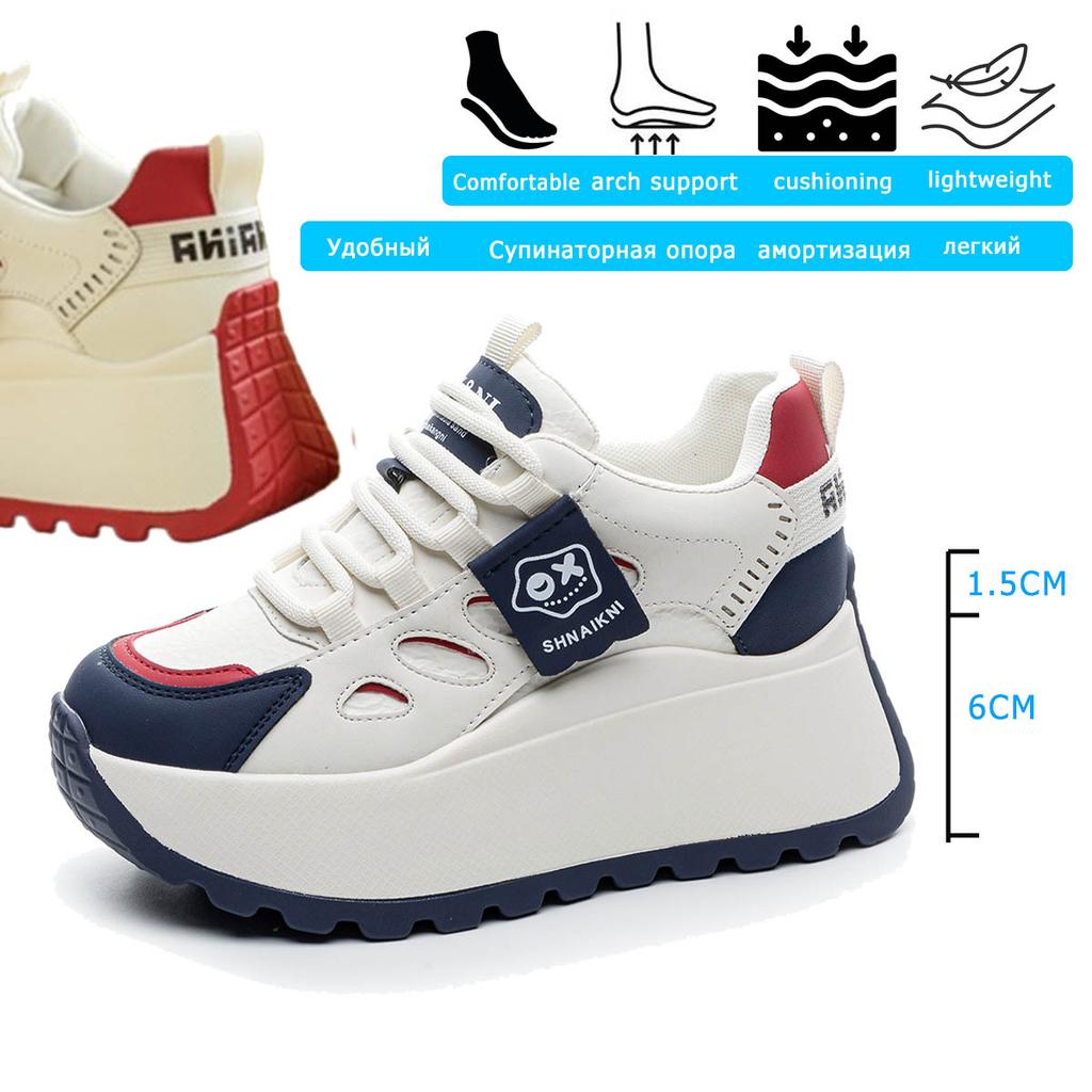 Кроссовки Fujin на танкетке 7,5 см из натуральной кожи для скейтбординга Pring Autumn из вулканизированной кожи на толстой подошве, ботинки-блоки