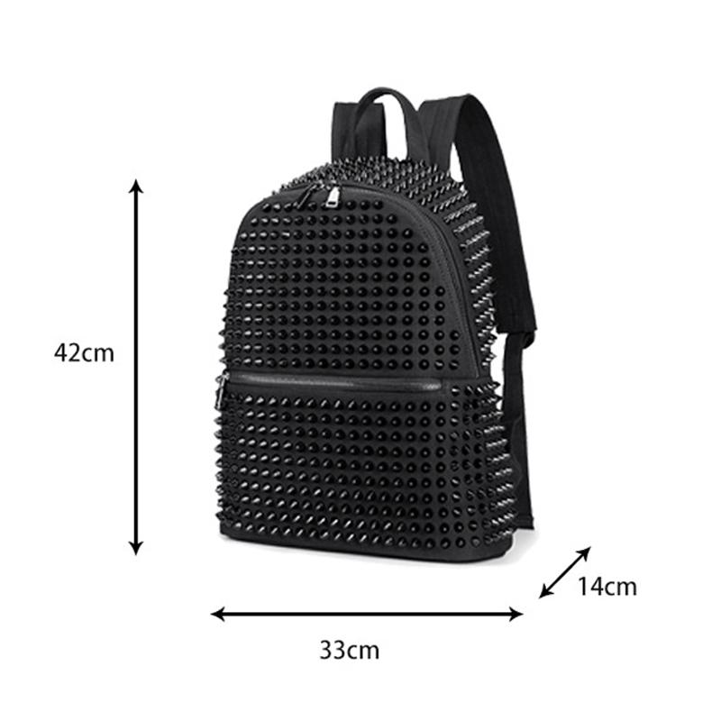 SHELKSBAG Рюкзак на молнии с заклепками Готический Панк Женские Сумки для книг Модный Рюкзак Повседневный Daypack Винтажный Черный Рюкзак с шипами Сумка