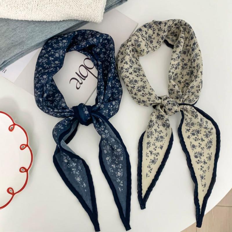 Silk Scarf New Fashion Versatile Headscarf Headband Hair Tie Hair Neck Protection Literary Scarf Scarf Rhombus Silk Scarf Waist Tie