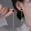 1 Pair of Ladies' Earrings, Four-Leaf Clover Tassel Earrings, French-Style Tassel Studs, Light Luxury Fashion Long Earrings