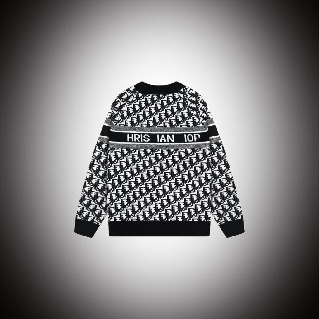 Унисекс джемпер D Brand из жаккардовой шерсти - С круглым вырезом, свободного кроя для осени/зимы