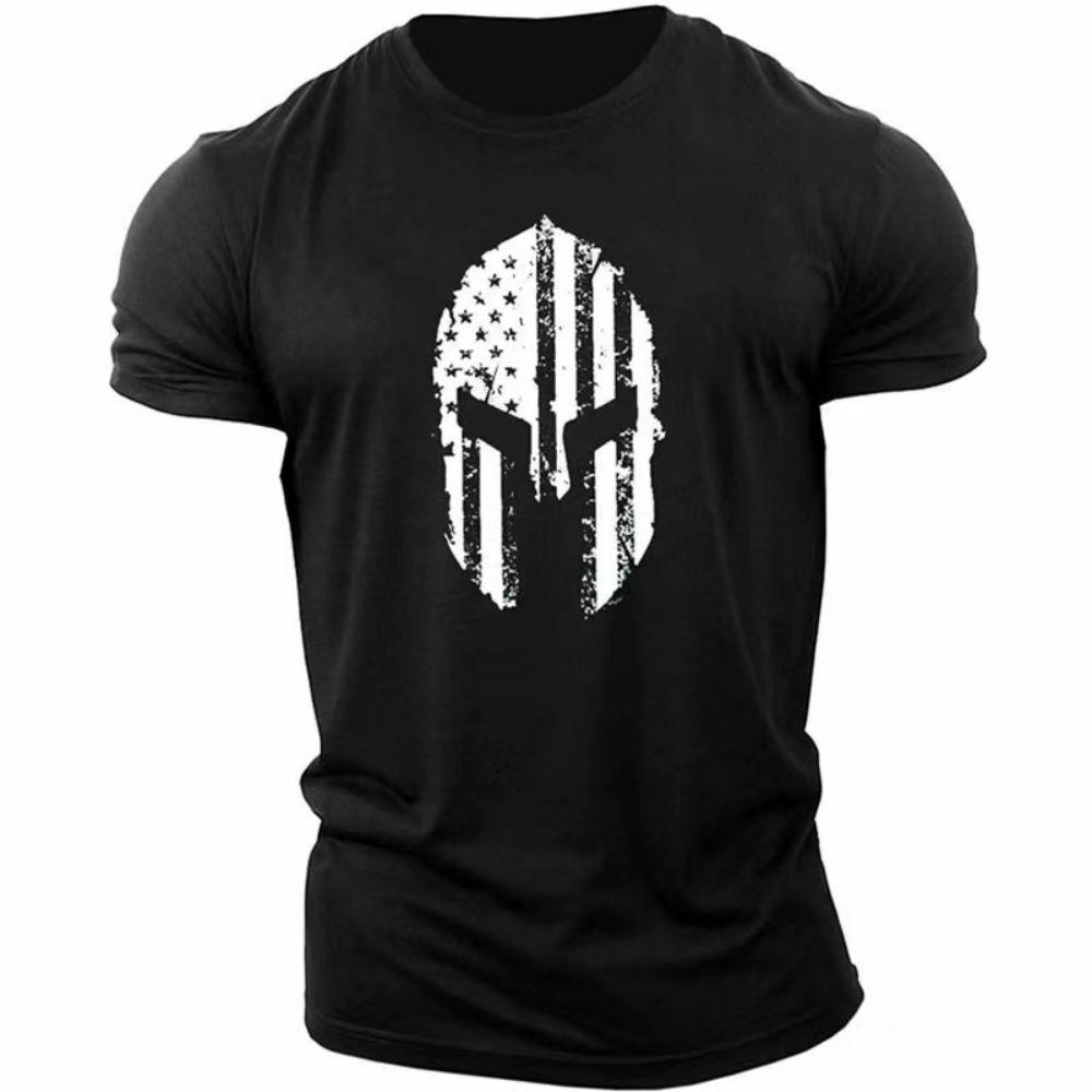 Spartans Men's Retro Pattern 3D Printed T-shirt Fashionable Street Trend Round Neck Top Simple Casual Daily Versatile Short Sleeved Clothing